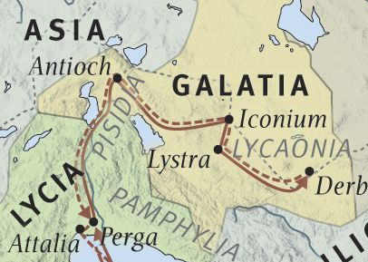 Map of Paul returning to Perga
